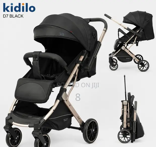 Stroller ya Watoto Inayokunjwa - Nyeusi - 1