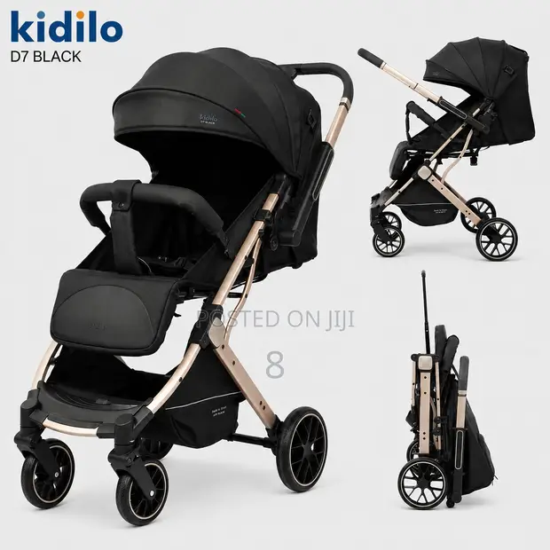 Stroller ya Mtoto Inayokunjwa - Nyeusi - 1