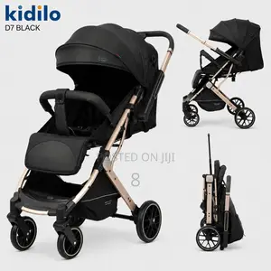 Stroller ya Mtoto Inayokunjwa - Nyeusi