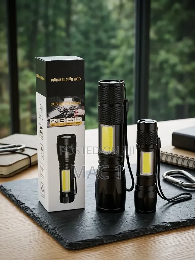 Super Bright Mini COB LED Flashlight & Pocket Torch Set - 1