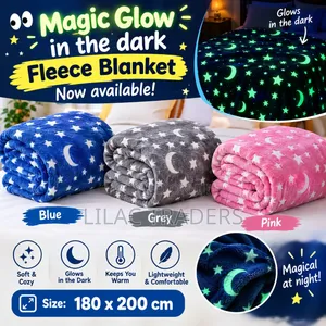 Blanketi ya Fleece ya Nyota na Mwezi Inayong'aa Giza