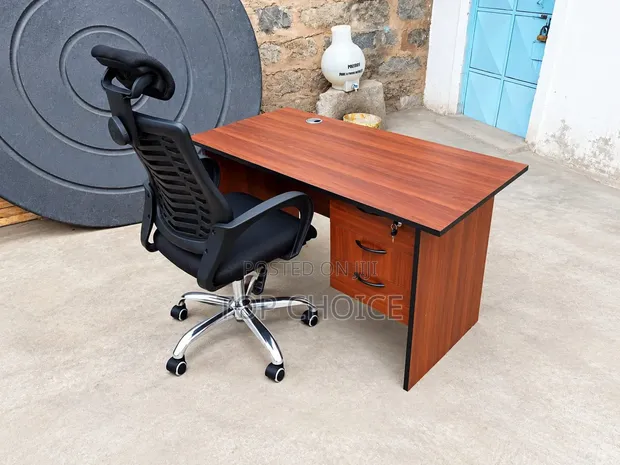 Modern Office Desk with Swivel Mesh Chair - 1