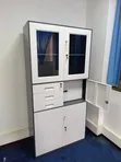 Modern Office Storage Cabinet - Gray Steel - 2