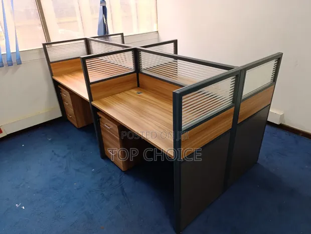 Boss Office Products 4-Way Workstation - Brown - 1
