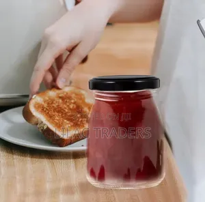 Kopo la Kuhifadhia la Kioo 200ml na Kifuniko cha Metali Nyeusi