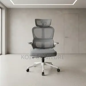 White Orthopedic Fabric Office Chair