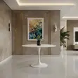 Meza ya Kahawa Nyeupe ya Marumaru na Fremu Imara - 3