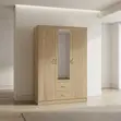 3-Door Wooden Wardrobe with Mirror Doors - 1