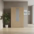 3-Door Wooden Wardrobe with Mirror Doors - 2