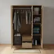 3-Door Wooden Wardrobe with Mirror Doors - 3