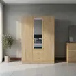 3-Door Wooden Wardrobe with Mirror Doors - 4