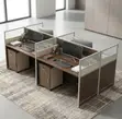 4-Way Dark Wood Modular Office Workstation - 1