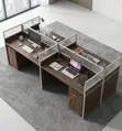 4-Way Dark Wood Modular Office Workstation - 2