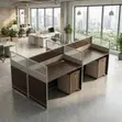 4-Way Dark Wood Modular Office Workstation - 3