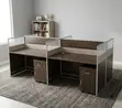 4-Way Dark Wood Modular Office Workstation - 4