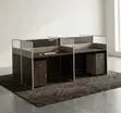 4-Way Dark Wood Modular Office Workstation - 5