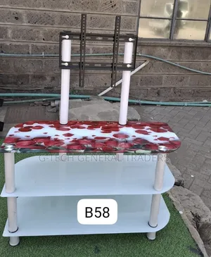 Kisima cha TV cha Kioo cha Kisasa chenye Tabaka Nyingi - Nyeupe