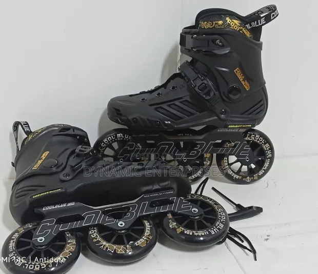 Black Cool Blue Hard-Boot Inline Speed Skates (3-Wheel) - 1