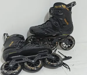 Black Cool Blue Hard-Boot Inline Speed Skates (3-Wheel)
