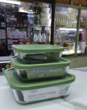 3-Piece Square Glass Food Storage Containers
