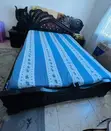 6x6 Mvule Wooden Bed with Mattress - 1