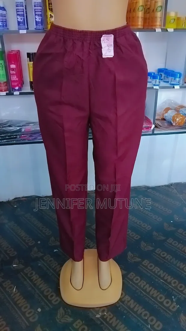Suruali Rasmi za Burgundy Zenye Kiuno cha Elastic - 1