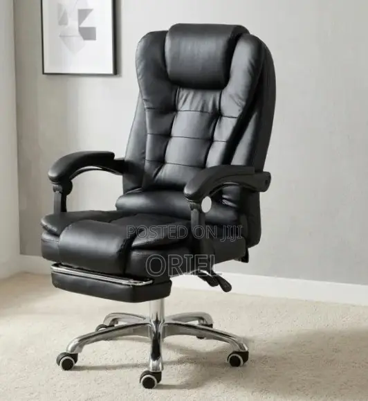 Office Leather Chair with Padded Footrest - 1