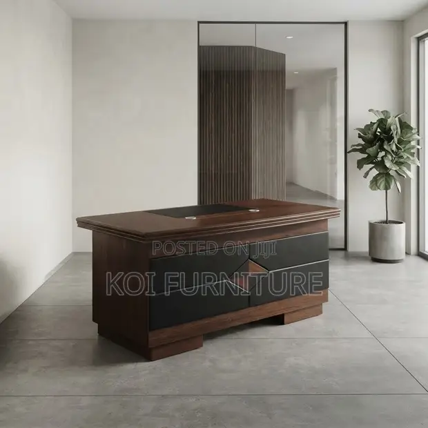 1.4m Executive Modern Mahogany Home Office Desk - 1