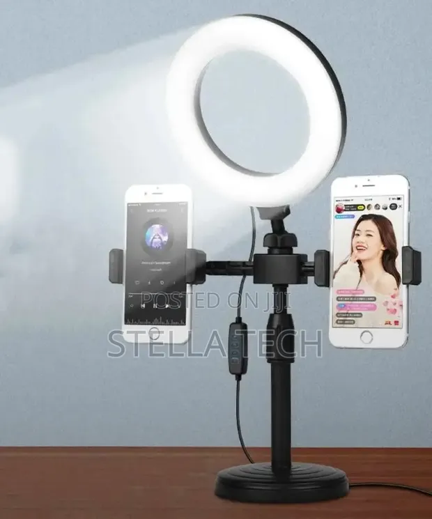 Double Stand Holder with 6-inch Ring Light - 1