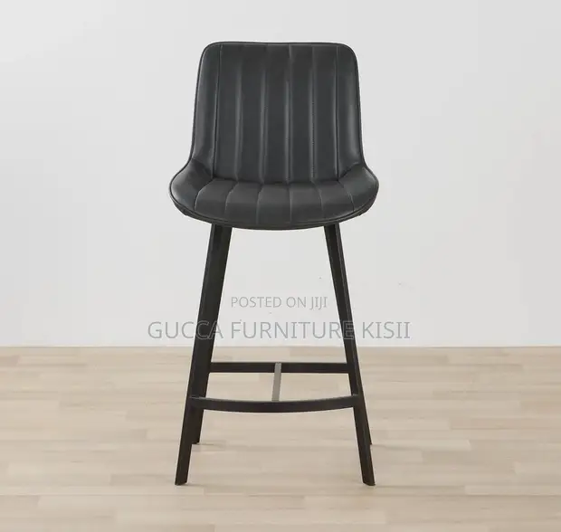 Metal Frame Leather Bar Stool - Brand New - 1