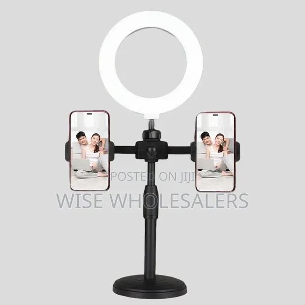 Double Stand Holder with 6-inch Ring Light - 1