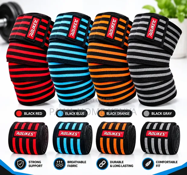 Knee Wraps/Pads for Weight Lifting & Fitness - 1