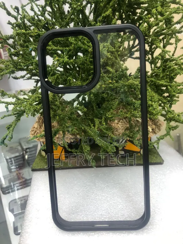 Transparent Case with Black Silicone Bumper for iPhone 13 Pro - 1