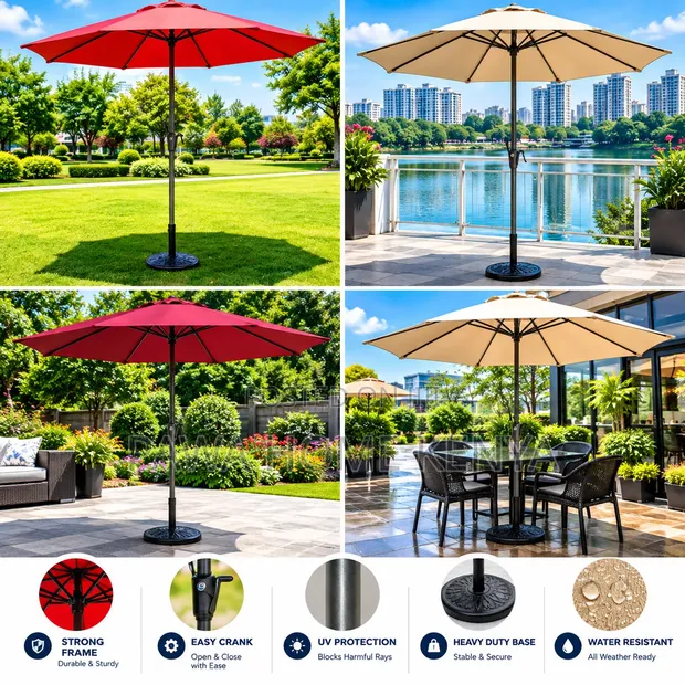 2.7m Parasol Garden Umbrella with Replaceable Cloth - 1