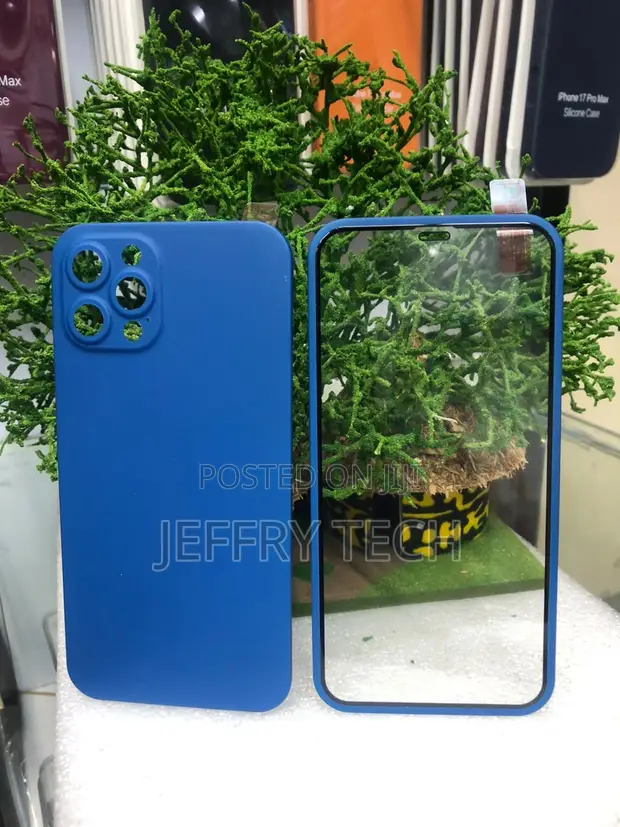 Blue Silicone Case & Screen Protector for iPhone 12 Pro/Pro Max - 1