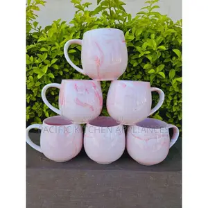 Ceramic 6-Piece Mug Set - Pink