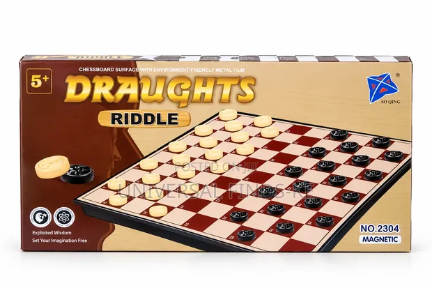 Draughts Checkers Board Game Set - Family Strategy Game - 1