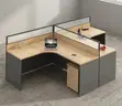 Curved Office Workstation for 2 People - 1