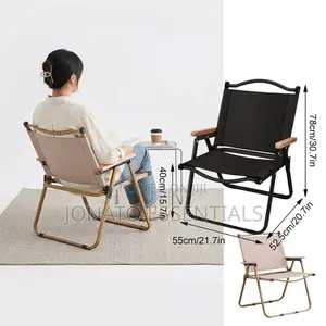 Foldable Camping Chair with Wood Armrest
