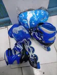 Brand New Blue Roller Skates (Small) with Helmet & Safety Gear - 2