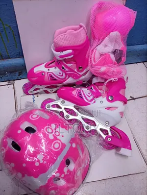 Bright Pink Inline Skates (Size 31-34) with Full Kit