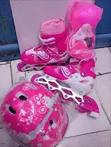 Inline Skates Rangi ya Pink (Size 31-34) na Vifaa Kamili - 1