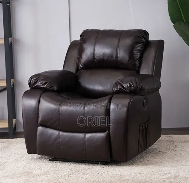 Kochi ya Ofisi ya Ngozi ya Rangi ya Kahawia ya Kaa Moja ya Recliner - 1