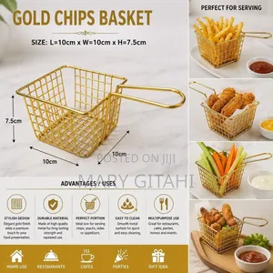 Bakuli la Chips Lililo Bapa na Kipambo cha Dhahabu