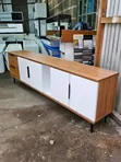 Modern 6ft Wooden TV Stand - Brown & White - 1