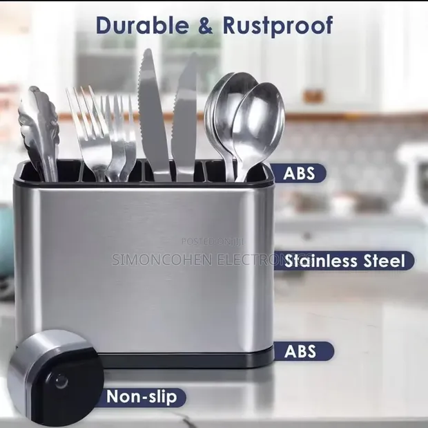 Stainless Steel 4 Compartment Cutlery Holder - 1