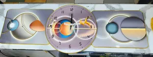 Modern 3-Piece Wall Clock with Gold Accents