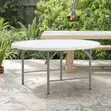 Durable Outdoor Dining Table - White Plastic/Metal - 5