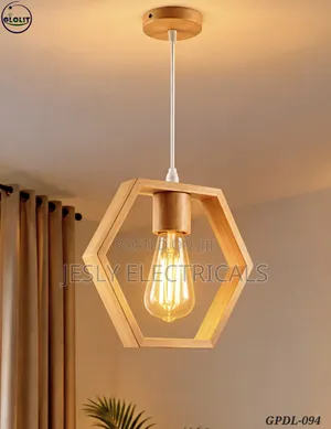 Hexagonal Wood Pendant Light - Mtindo wa Nordic