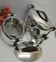 Set ya Vipande 3 vya Vyombo vya Kuweka Chakula Joto vya Fedha na Vishikizo vya Brown Faux-Leather - 3